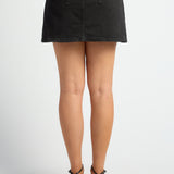 Cora Denim Mini Skirt - Washed Black