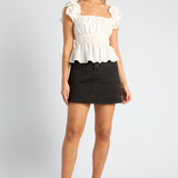 Cora Denim Mini Skirt - Washed Black
