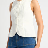 Celeste Button Tank - White