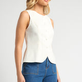 Celeste Button Tank - White