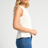 Celeste Button Tank - White
