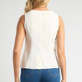 Celeste Button Tank - White