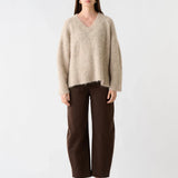 ESMAEE - Whisper V Neck Sweater - Oatmeal