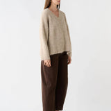 ESMAEE - Whisper V Neck Sweater - Oatmeal
