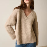 ESMAEE - Whisper V Neck Sweater - Oatmeal