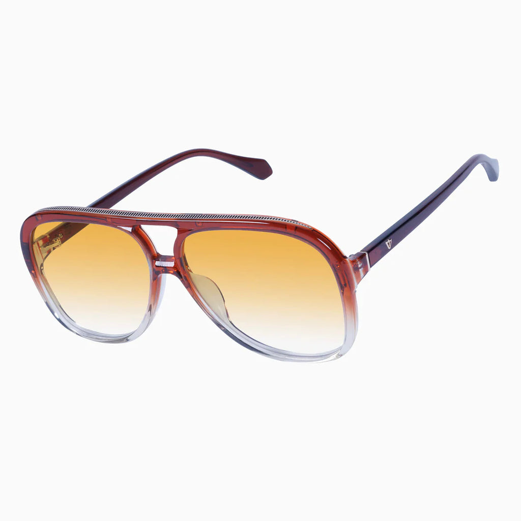 Valley Eyewear - Bang - Burnt Orange w Silver metal Trim / Black Gradient Lens