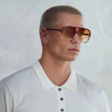 VALLEY EYEWEAR - Bang Burnt Orange Fade To Crystal W/Gold Metal Trim / Orange Gradiant Lens