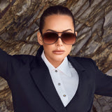 VALLEY EYEWEAR - Bang Bang Transparent Chocolate Fade to Crystal w. Gold Metal / Dark Orange Gradient Lens