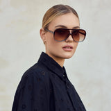 VALLEY EYEWEAR - Bang Bang Transparent Chocolate Fade to Crystal w. Gold Metal / Dark Orange Gradient Lens