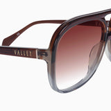 VALLEY EYEWEAR - Bang Bang Transparent Chocolate Fade to Crystal w. Gold Metal / Dark Orange Gradient Lens