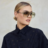 VALLEY EYEWEAR - Bang Bang - Transparent Sage w. Matte Silver Metal / Light Green Lens