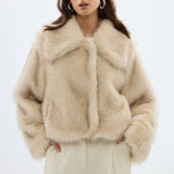 BUBISH - Ashton Faux Fur Jacket - Ivory