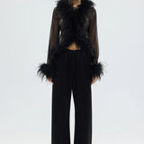 BUBISH - Gigi Sheer Feather Blouse - Black
