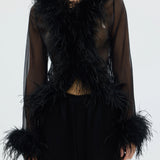 BUBISH - Gigi Sheer Feather Blouse - Black