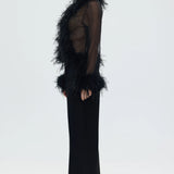 BUBISH - Gigi Sheer Feather Blouse - Black