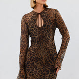 BUBISH - Marina Long Sleeve Mini Dress - Leopard