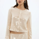 BUBISH - Nadine Sequin Top - Pearl Pink
