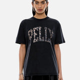 ENA PELLY - Leopard Collegiate Tee - Vintage Black