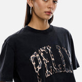 ENA PELLY - Leopard Collegiate Tee - Vintage Black