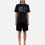 ENA PELLY - Leopard Collegiate Tee - Vintage Black