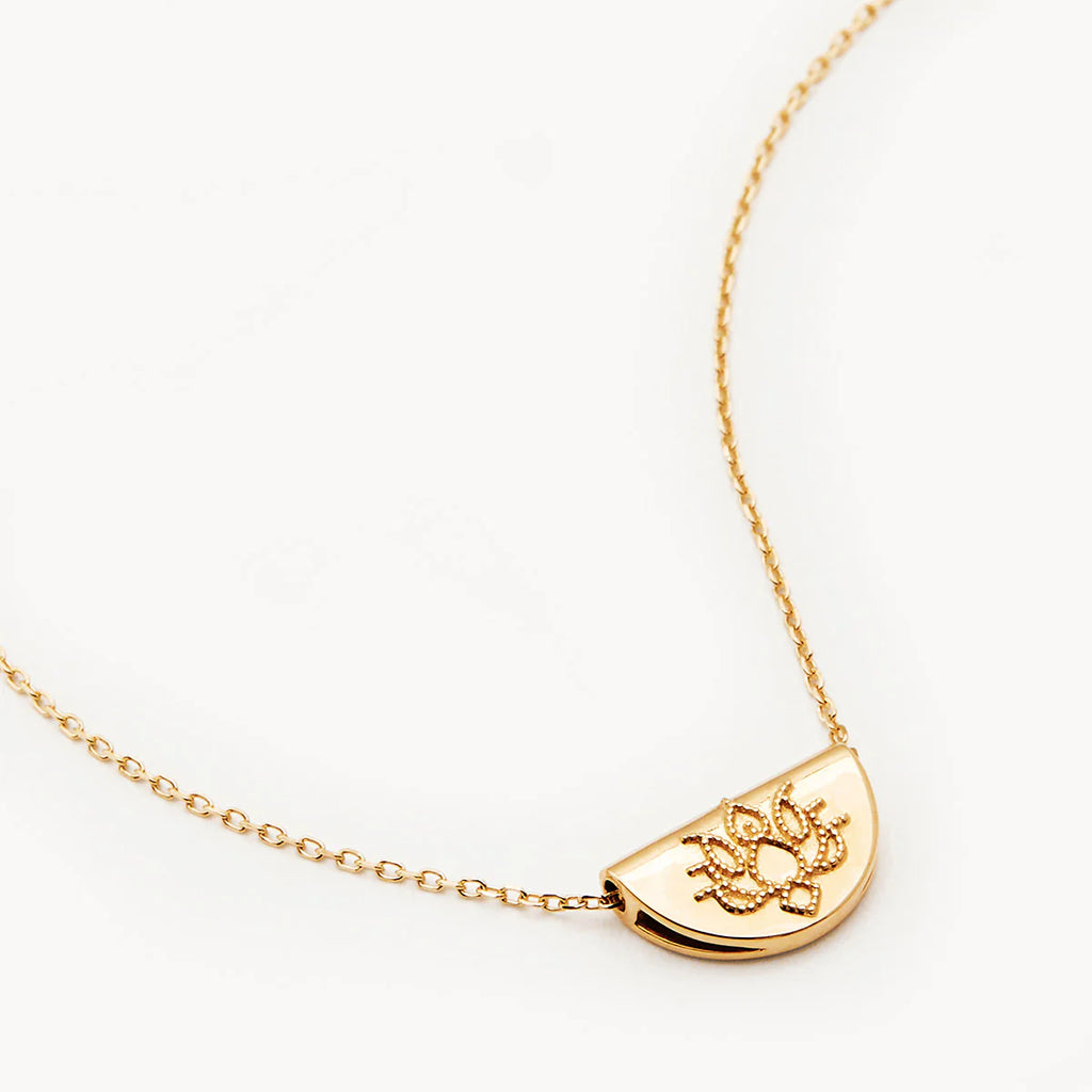 By Charlotte - 14K Mini Gold Lotus Necklace - Solid Gold