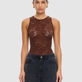 KIVARI - Bonnie Lace Tank - Chocolate