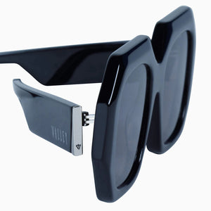 Valley Eyewear - Monolith - Gloss Black w Silver Metal Trim / Black Gradient Lens