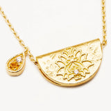 BY CHARLOTTE - Lotus Birthstone Necklace - November - Citrine | Gold