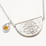 BY CHARLOTTE - Lotus Birthstone Necklace - November - Citrine | Silver