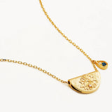 BY CHARLOTTE - Lotus Birthstone Necklace - December - Blue Topaz | Gold