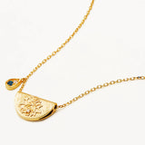 BY CHARLOTTE - Lotus Birthstone Necklace - December - Blue Topaz | Gold