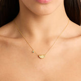 BY CHARLOTTE - Lotus Birthstone Necklace - December - Blue Topaz | Gold