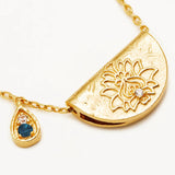 BY CHARLOTTE - Lotus Birthstone Necklace - December - Blue Topaz | Gold