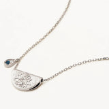 BY CHARLOTTE - Lotus Birthstone Necklace - December - Blue Topaz | Silver