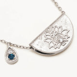 BY CHARLOTTE - Lotus Birthstone Necklace - December - Blue Topaz | Silver