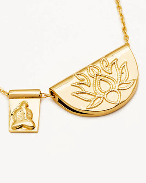 By Charlotte - Gold Lotus and Little Buddha Necklace 19 inches / Gold