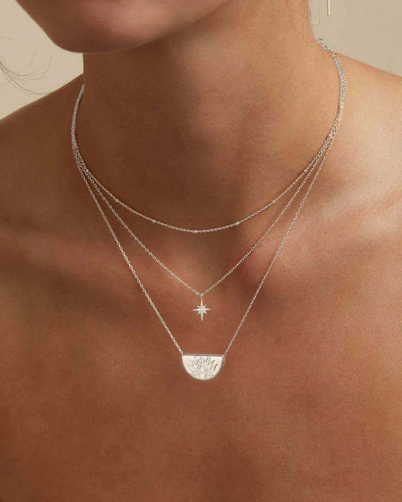 By Charlotte - Lotus Short Necklace - Silver