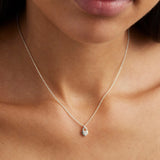BY CHARLOTTE - Crystal Lotus Heart Padlock Necklace | Silver