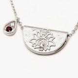 BY CHARLOTTE - Lotus Birthstone Necklace - Jaunary - Garnet | Silver