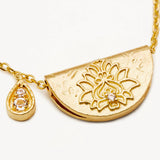 BY CHARLOTTE - Lotus Birthstone Necklace - April - White Topaz | Gold