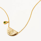BY CHARLOTTE - Lotus Birthstone Necklace - May - Emerald | Gold