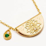 BY CHARLOTTE - Lotus Birthstone Necklace - May - Emerald | Gold