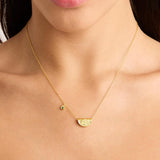 BY CHARLOTTE - Lotus Birthstone Necklace - May - Emerald | Gold