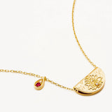 BY CHARLOTTE - Lotus Birthstone Necklace - July - Ruby | Gold