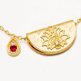 BY CHARLOTTE - Lotus Birthstone Necklace - July - Ruby | Gold