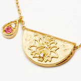 BY CHARLOTTE - Lotus Birthstone Necklace - October - Pink Tourmaline | Gold