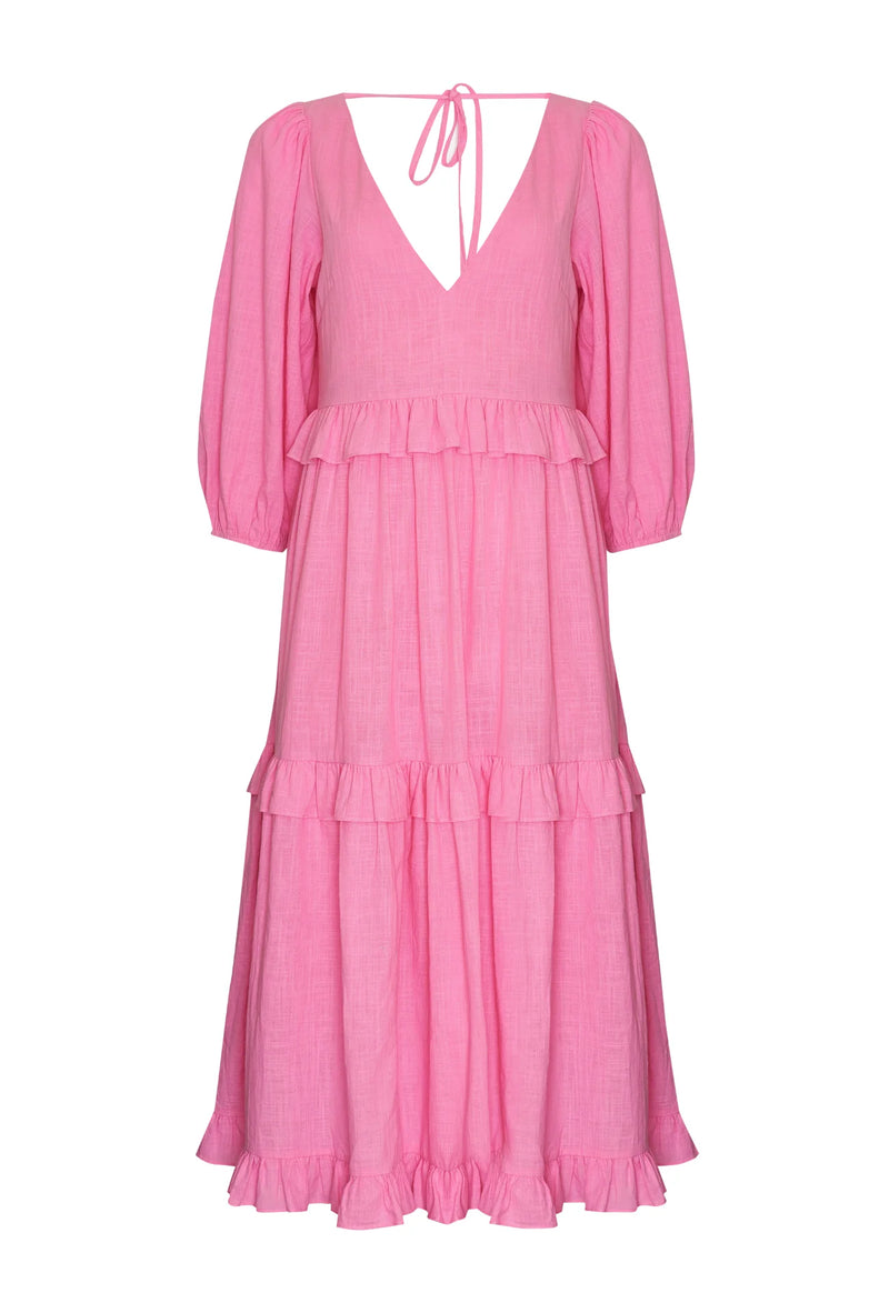 Girl and The Sun - Oceanside Midi Dress - Bright Pink