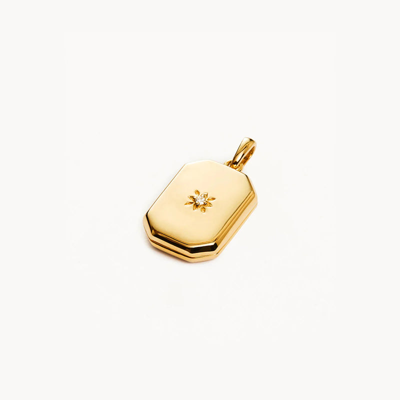 By Charlotte - Rectangular Lotus Locket Pendant - Gold