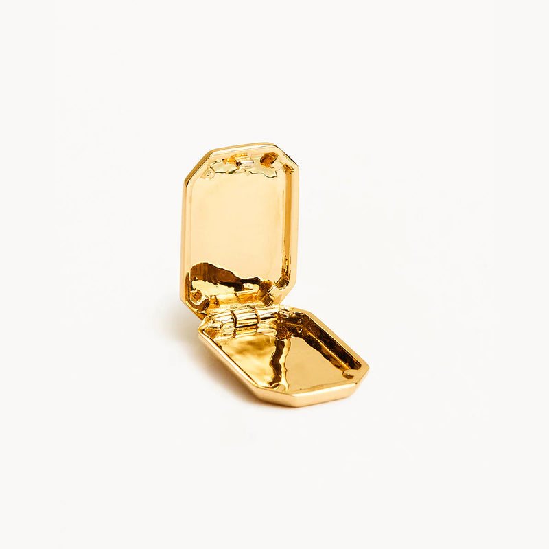 By Charlotte - Rectangular Lotus Locket Pendant - Gold