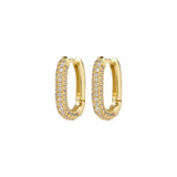 LUV AJ - Pave Chain Link Huggies - Gold